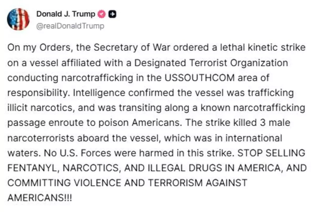 Trump’dan Uyuşturucu Teknesine Saldırı